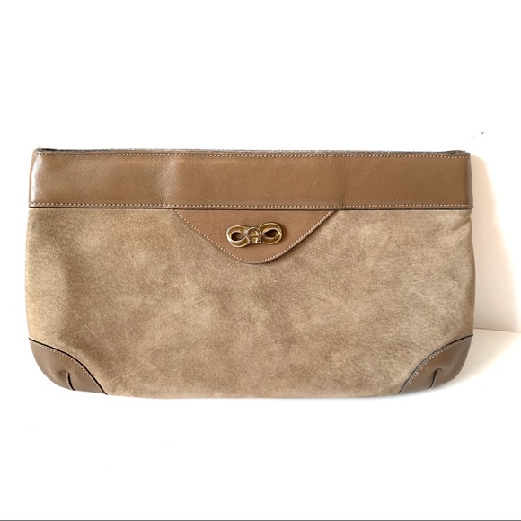 Etienne Aigner Handbags - Vintage ETIENNE AIGNER Suede & Leather Clutch